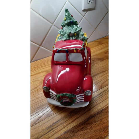 Blue Sky‎ Clayworks Ceramic Red Christmas Truck Candy Dish Cookie Jar - Picture 4 of 9